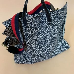 Clare V Brown Simple Leopard Animal Print Suede Large Tote Bag Detachable  Strap